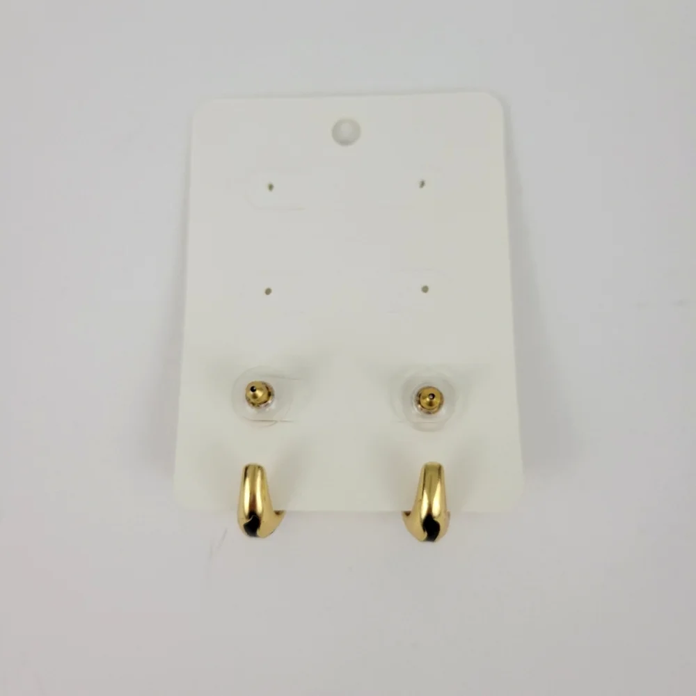 Elegant Gold and Black Hoop Earrings NWOT